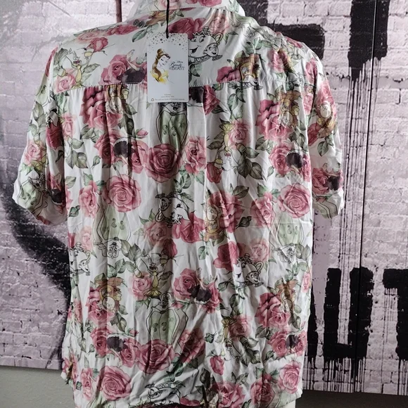 Her Universe Disney Beauty & The Beast Rose Woven Button-Up Sz 4X - Picture 5 of 6
